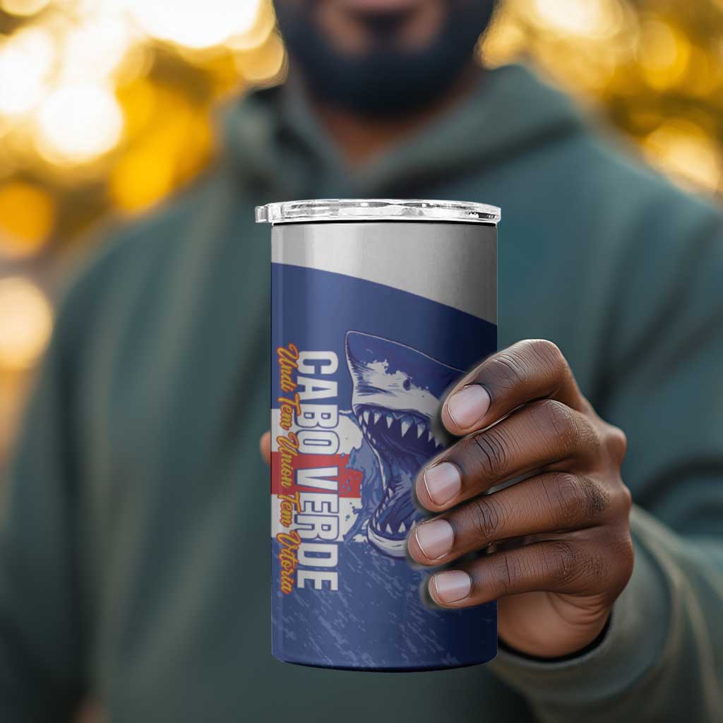 Afro Basketball Custom Cape Verde 4 in 1 Can Cooler Tumbler Come On Blue Sharks - African Pride