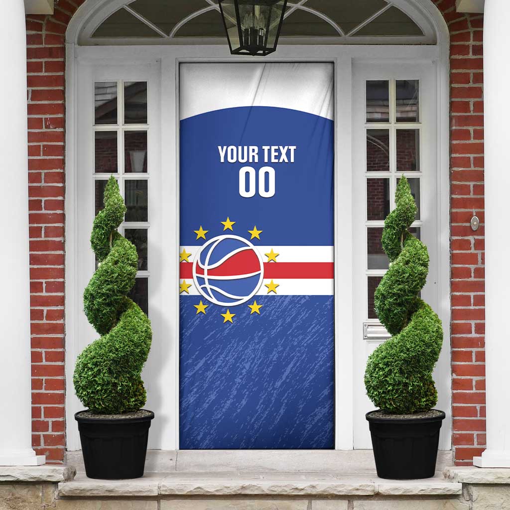 Cape Verde Basketball Custom Door Cover Come On Blue Sharks
