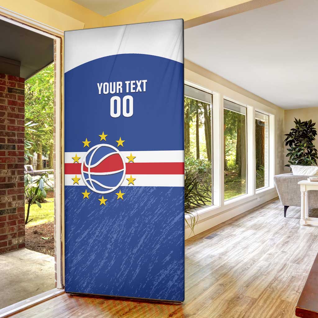 Cape Verde Basketball Custom Door Cover Come On Blue Sharks