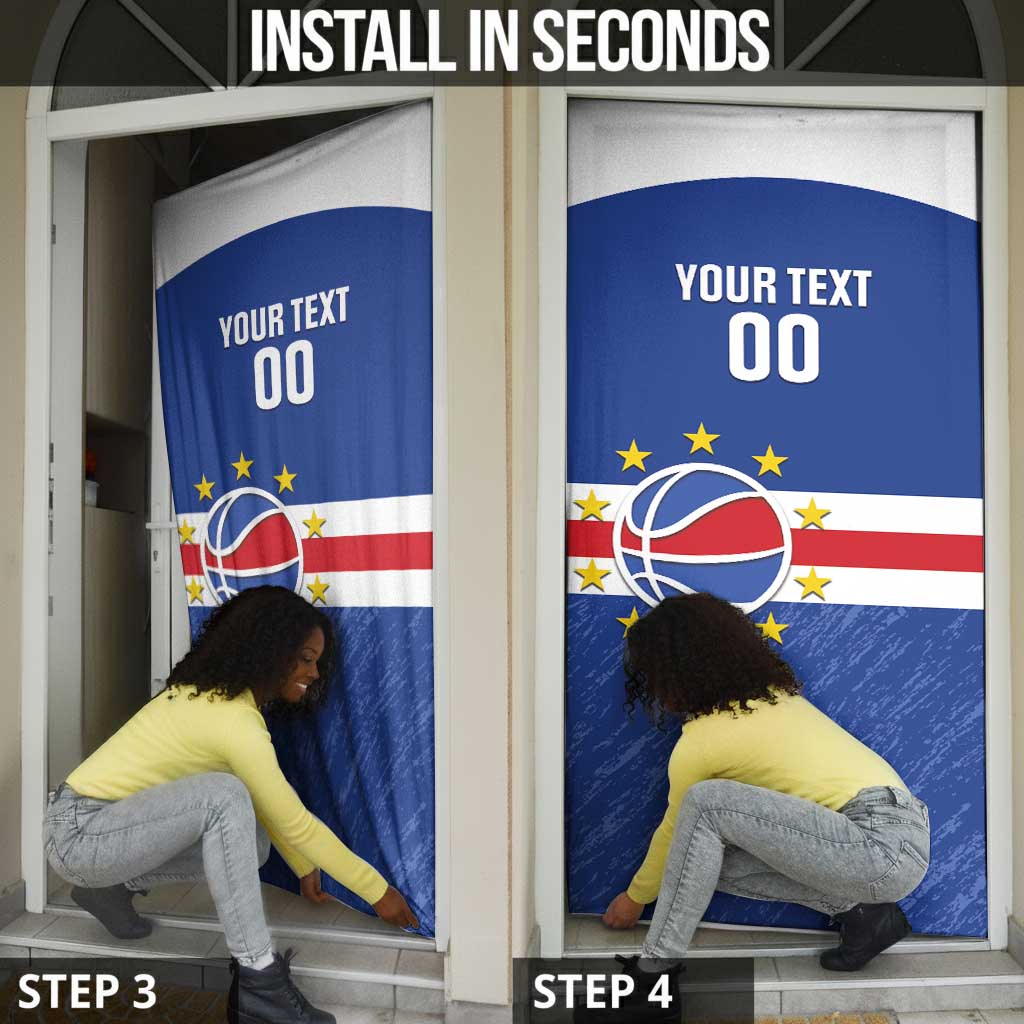 Cape Verde Basketball Custom Door Cover Come On Blue Sharks