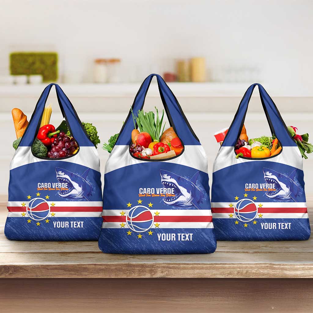 Afro Basketball Custom Cape Verde Grocery Bag Come On Blue Sharks - African Pride