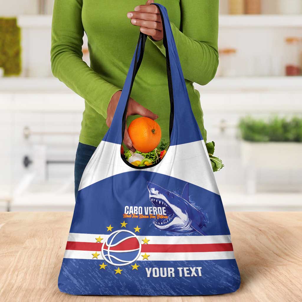Afro Basketball Custom Cape Verde Grocery Bag Come On Blue Sharks - African Pride