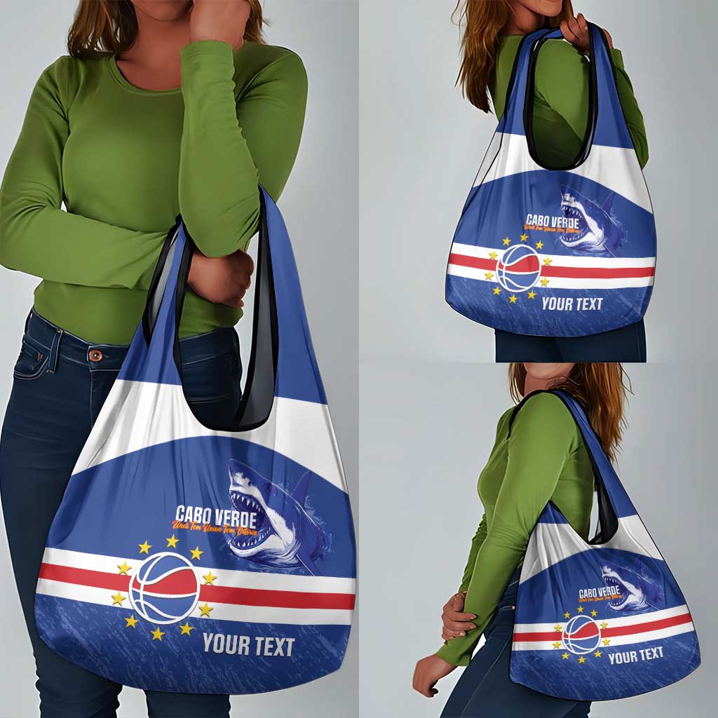Afro Basketball Custom Cape Verde Grocery Bag Come On Blue Sharks - African Pride