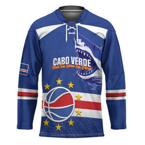 Cape Verde Basketball Custom Hockey Jersey Come On Blue Sharks