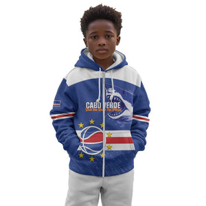 Afro Basketball Custom Cape Verde Kid Hoodie Come On Blue Sharks - African Pride