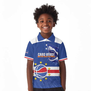 Afro Basketball Custom Cape Verde Kid Polo Shirt Come On Blue Sharks - African Pride