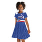Afro Basketball Custom Cape Verde Kid Short Sleeve Dress Come On Blue Sharks - African Pride