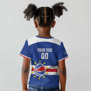 Afro Basketball Custom Cape Verde Kid T shirt Come On Blue Sharks - African Pride