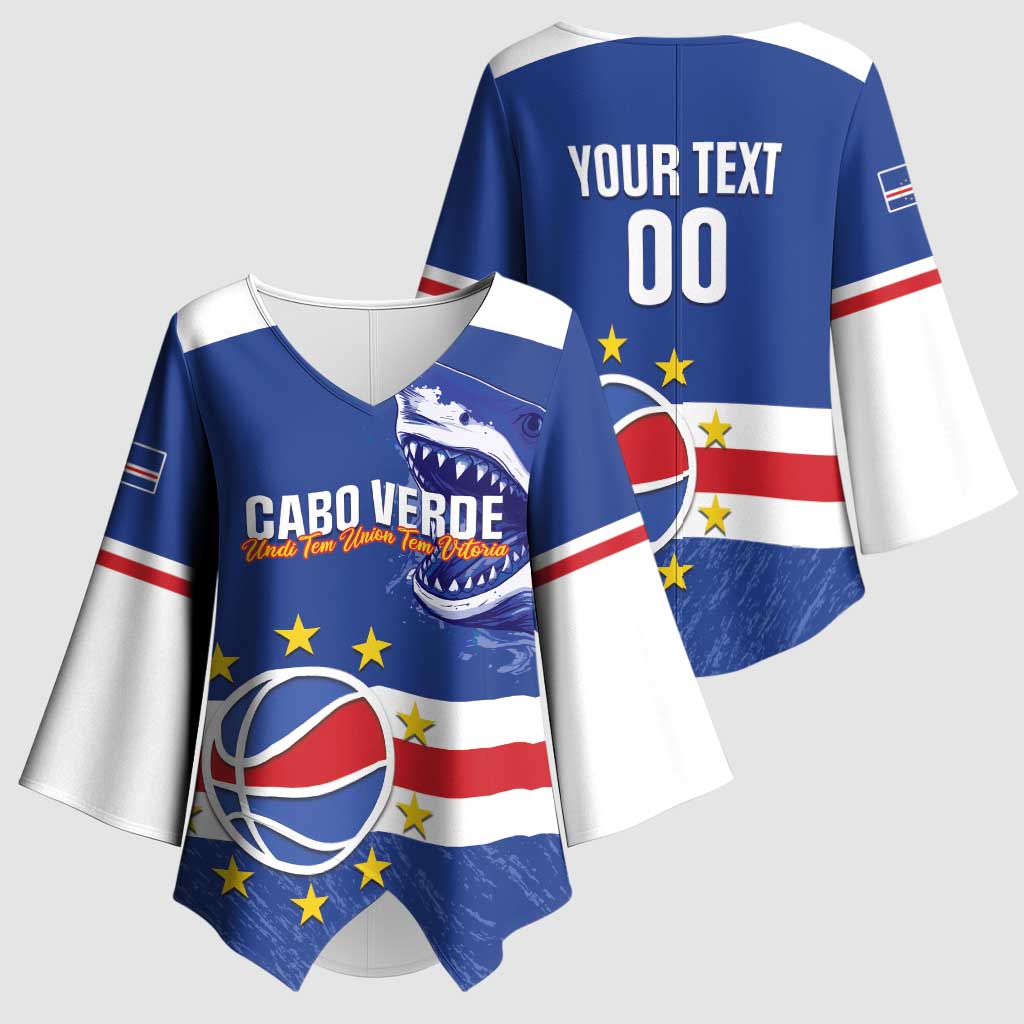 Cape Verde Basketball Custom Kimono Sleeve Blouse Come On Blue Sharks