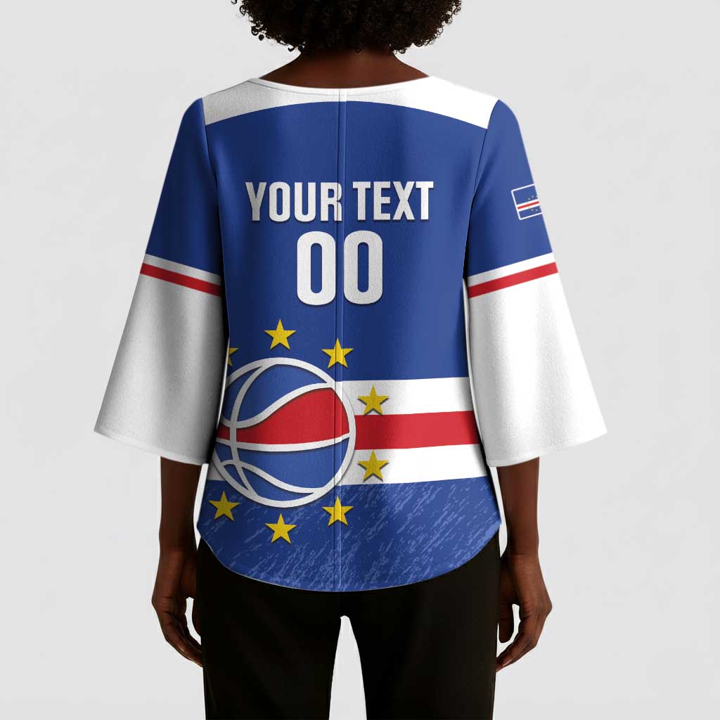 Cape Verde Basketball Custom Kimono Sleeve Blouse Come On Blue Sharks