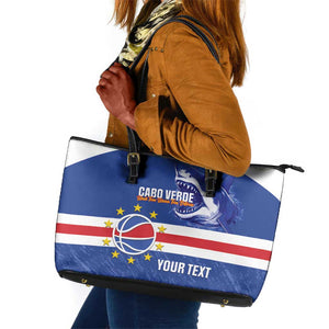 Afro Basketball Custom Cape Verde Leather Tote Bag Come On Blue Sharks - African Pride