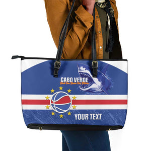 Afro Basketball Custom Cape Verde Leather Tote Bag Come On Blue Sharks - African Pride