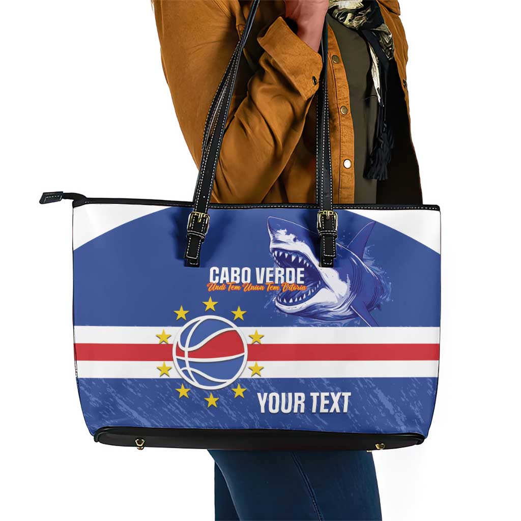 Afro Basketball Custom Cape Verde Leather Tote Bag Come On Blue Sharks - African Pride