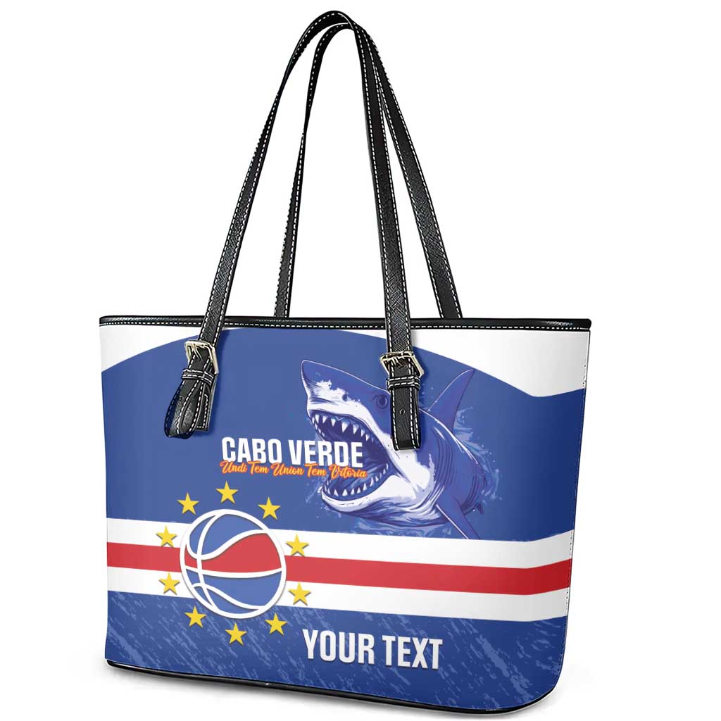 Afro Basketball Custom Cape Verde Leather Tote Bag Come On Blue Sharks - African Pride