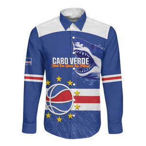 Afro Basketball Custom Cape Verde Long Sleeve Button Shirt Come On Blue Sharks - African Pride