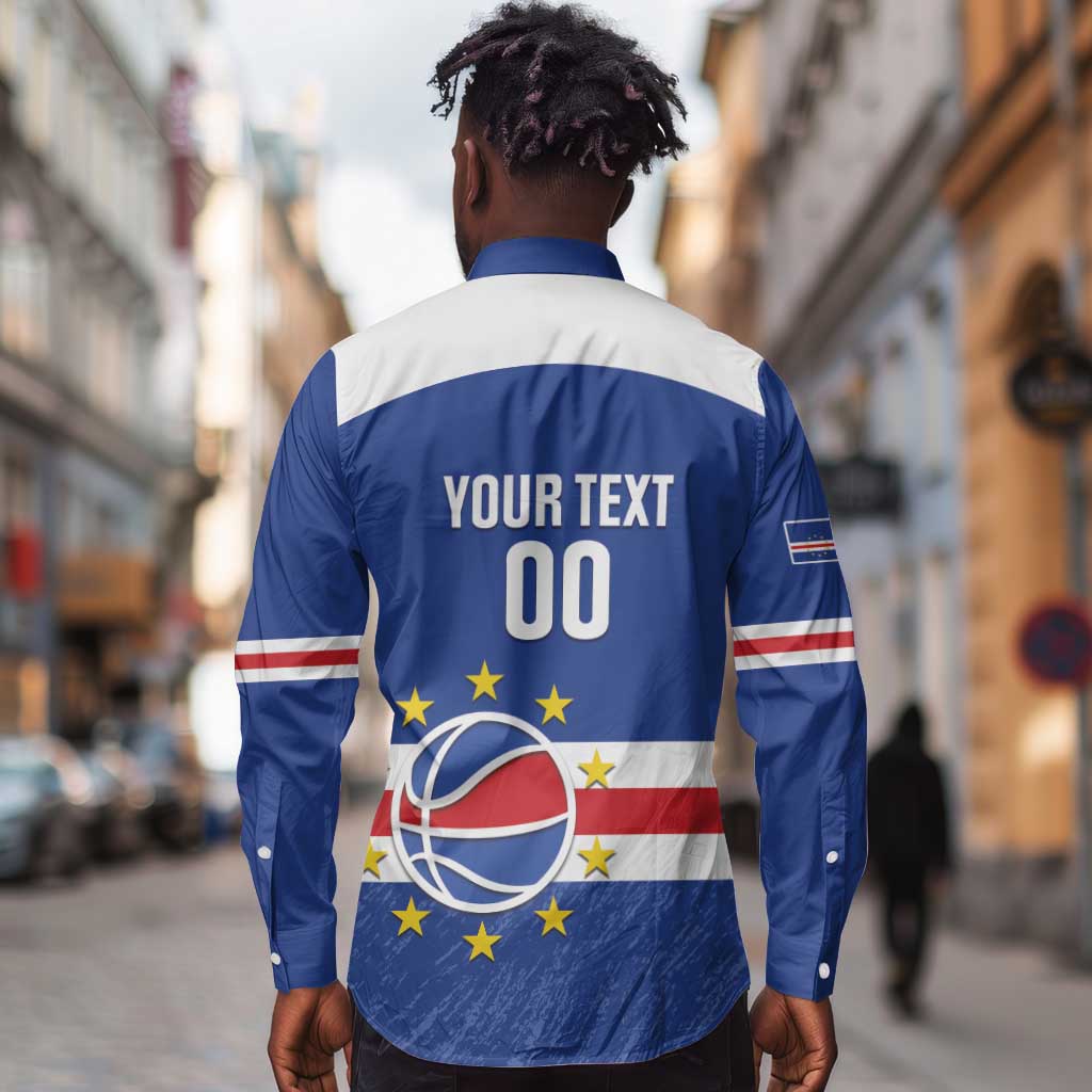 Afro Basketball Custom Cape Verde Long Sleeve Button Shirt Come On Blue Sharks - African Pride