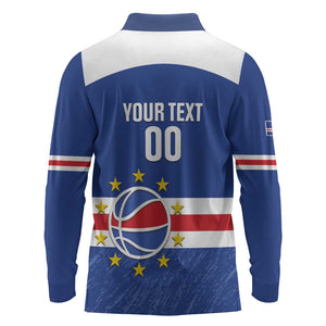 Afro Basketball Custom Cape Verde Long Sleeve Polo Shirt Come On Blue Sharks - African Pride