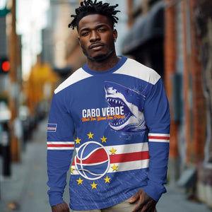 Afro Basketball Custom Cape Verde Long Sleeve Shirt Come On Blue Sharks - African Pride