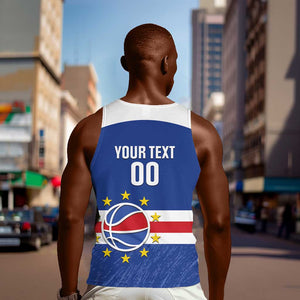 Afro Basketball Custom Cape Verde Men Tank Top Come On Blue Sharks - African Pride