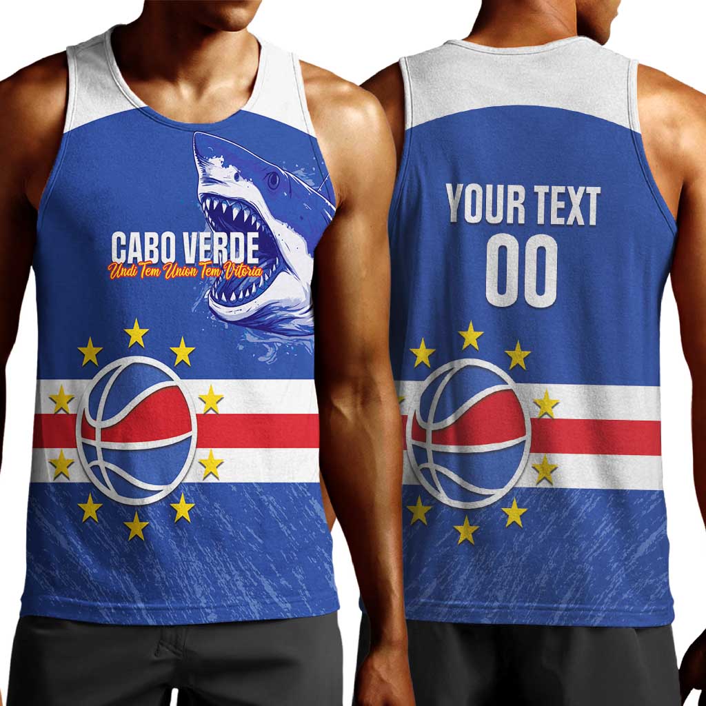 Afro Basketball Custom Cape Verde Men Tank Top Come On Blue Sharks - African Pride