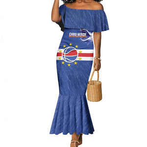 Afro Basketball Custom Cape Verde Mermaid Dress Come On Blue Sharks - African Pride
