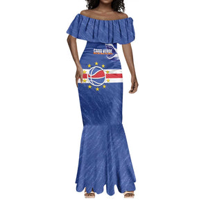 Afro Basketball Custom Cape Verde Mermaid Dress Come On Blue Sharks - African Pride