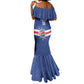Afro Basketball Custom Cape Verde Mermaid Dress Come On Blue Sharks - African Pride