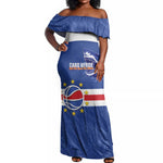 Afro Basketball Custom Cape Verde Off Shoulder Maxi Dress Come On Blue Sharks - African Pride