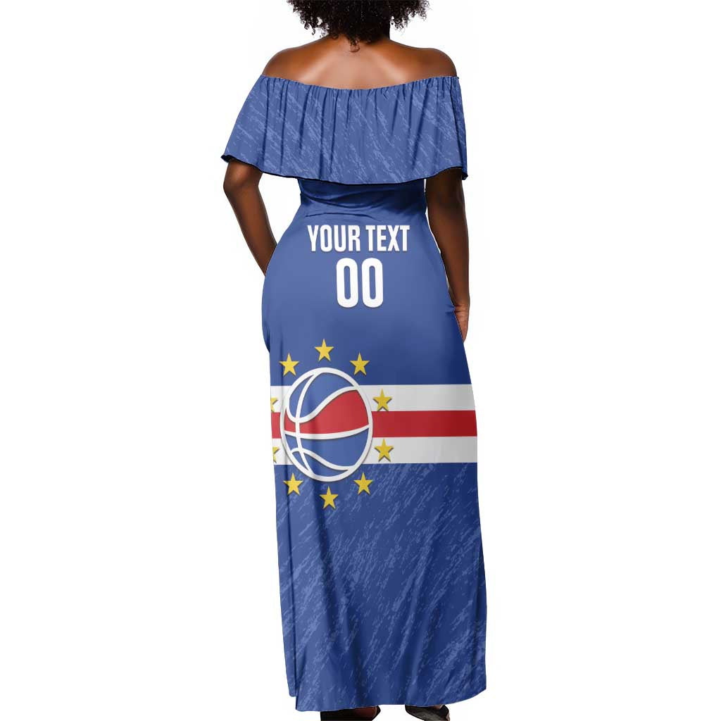 Afro Basketball Custom Cape Verde Off Shoulder Maxi Dress Come On Blue Sharks - African Pride