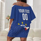 Afro Basketball Custom Cape Verde Off Shoulder Short Dress Come On Blue Sharks - African Pride