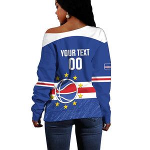 Afro Basketball Custom Cape Verde Off Shoulder Sweater Come On Blue Sharks - African Pride