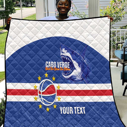 Afro Basketball Custom Cape Verde Quilt Come On Blue Sharks - African Pride
