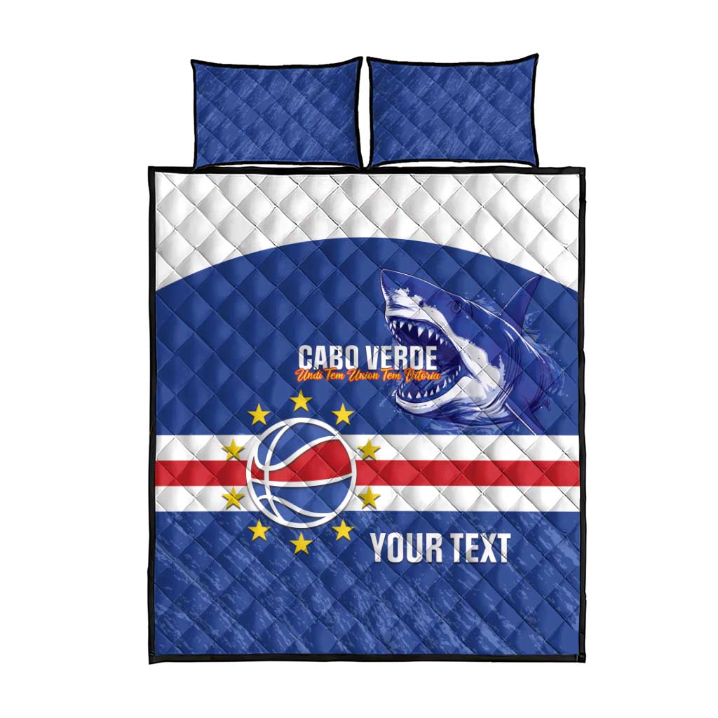 Afro Basketball Custom Cape Verde Quilt Bed Set Come On Blue Sharks - African Pride