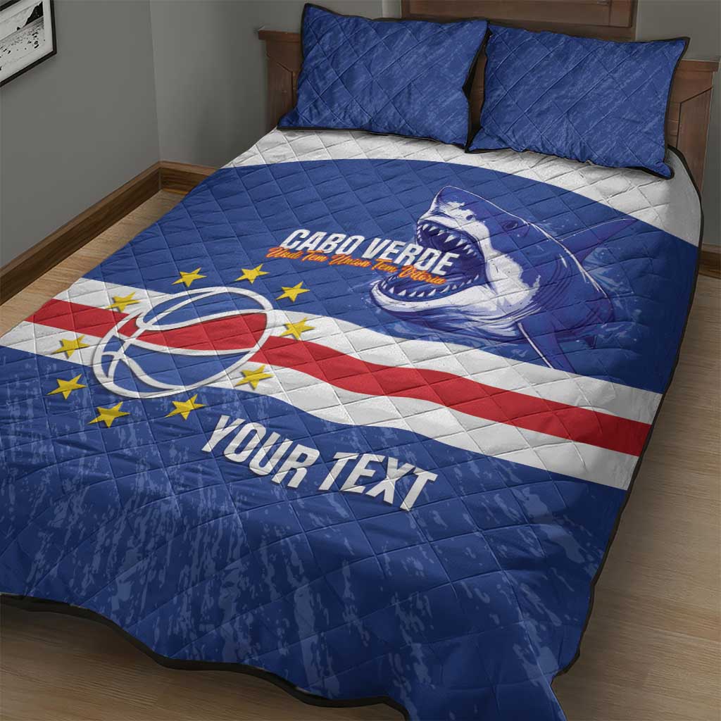 Afro Basketball Custom Cape Verde Quilt Bed Set Come On Blue Sharks - African Pride
