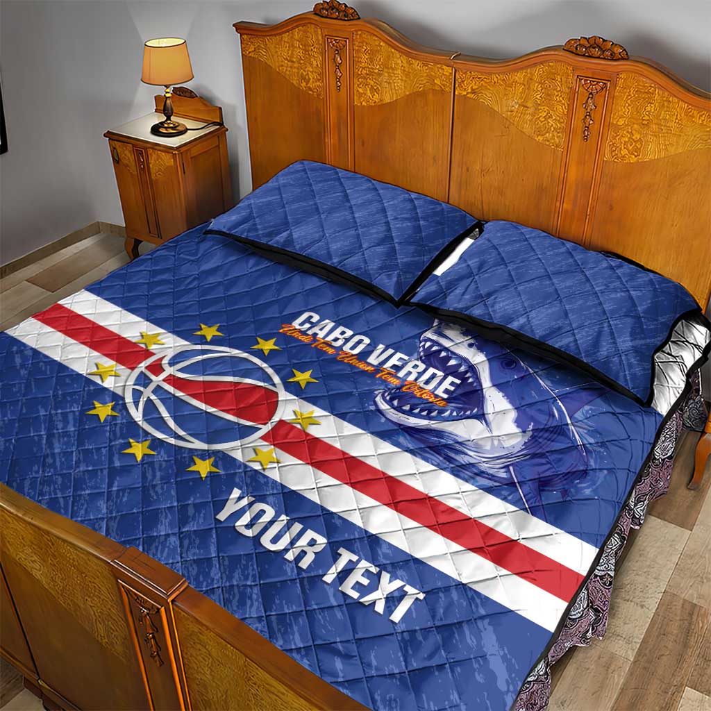 Afro Basketball Custom Cape Verde Quilt Bed Set Come On Blue Sharks - African Pride