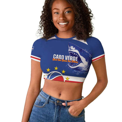 Afro Basketball Custom Cape Verde Raglan Cropped T shirt Come On Blue Sharks - African Pride