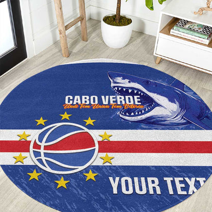 Afro Basketball Custom Cape Verde Round Carpet Come On Blue Sharks - African Pride