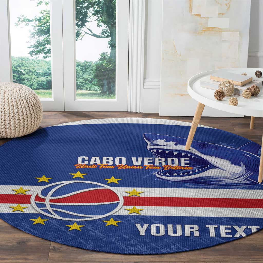 Afro Basketball Custom Cape Verde Round Carpet Come On Blue Sharks - African Pride