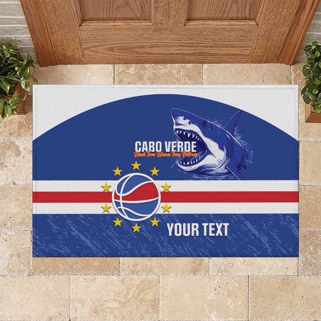 Afro Basketball Custom Cape Verde Rubber Doormat Come On Blue Sharks - African Pride