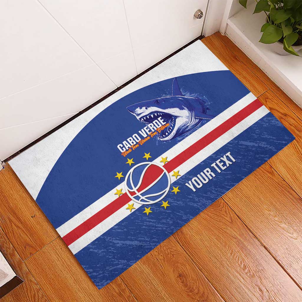 Afro Basketball Custom Cape Verde Rubber Doormat Come On Blue Sharks - African Pride