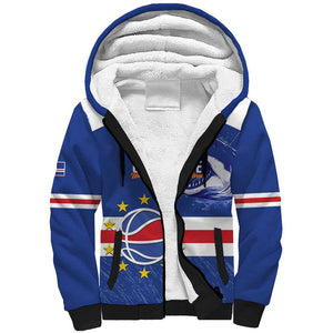 Afro Basketball Custom Cape Verde Sherpa Hoodie Come On Blue Sharks - African Pride