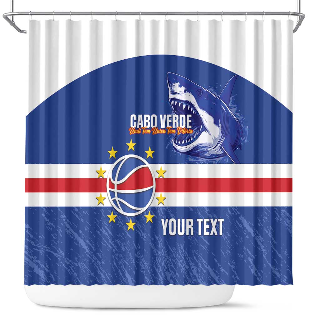 Afro Basketball Custom Cape Verde Shower Curtain Come On Blue Sharks - African Pride