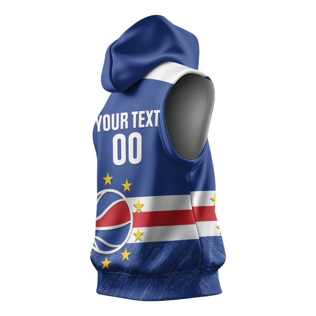 Afro Basketball Custom Cape Verde Sleeveless Hoodie Come On Blue Sharks - African Pride