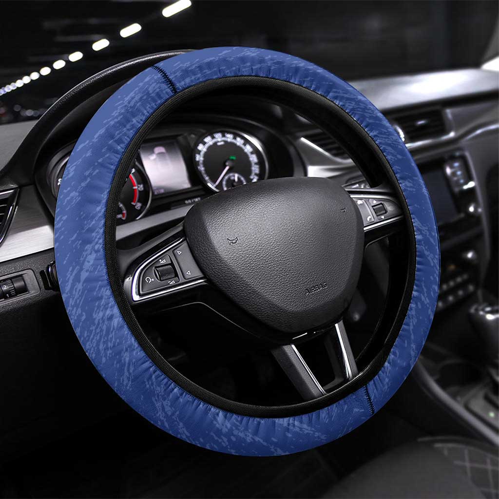 Afro Basketball Cape Verde Steering Wheel Cover Come On Blue Sharks - African Pride