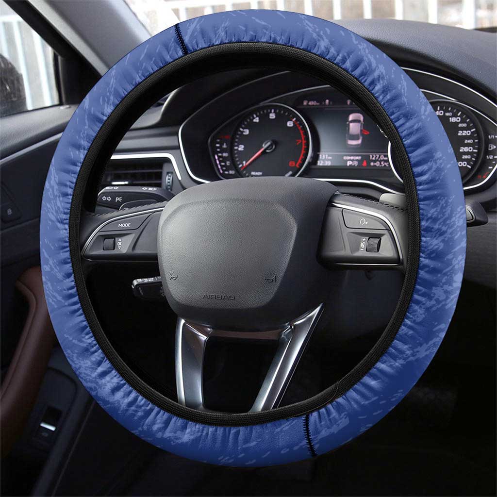 Afro Basketball Cape Verde Steering Wheel Cover Come On Blue Sharks - African Pride