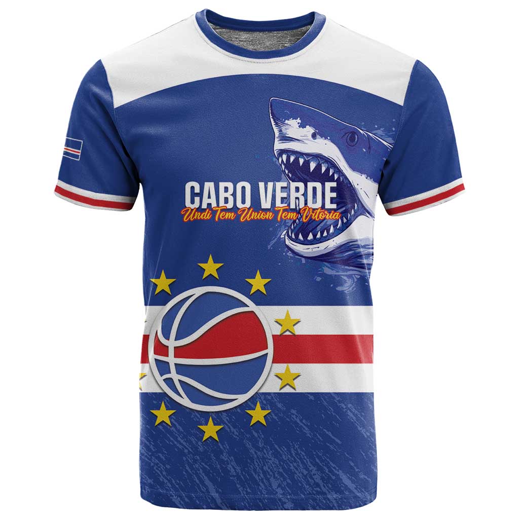 Afro Basketball Custom Cape Verde T shirt Come On Blue Sharks - African Pride