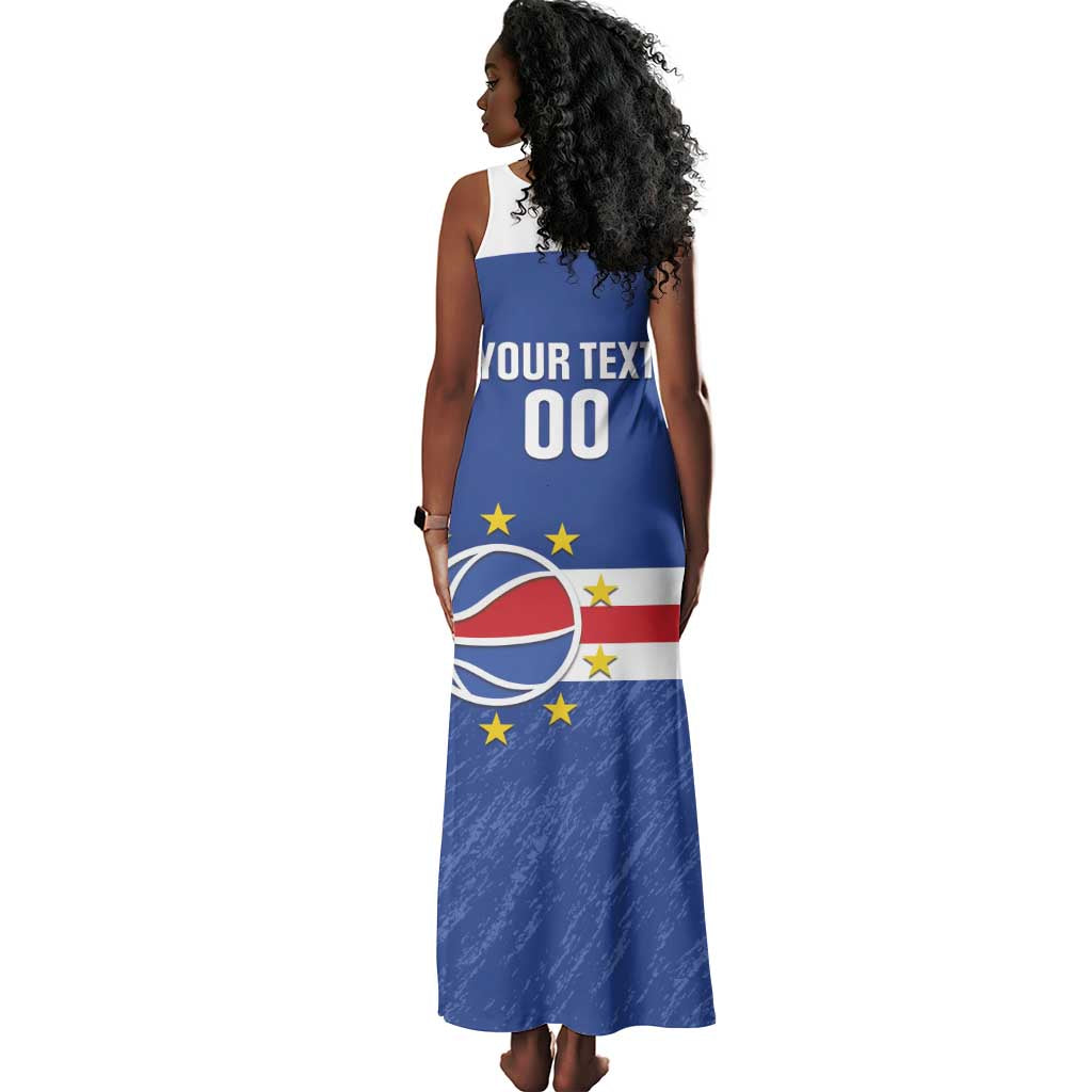 Afro Basketball Custom Cape Verde Tank Maxi Dress Come On Blue Sharks - African Pride