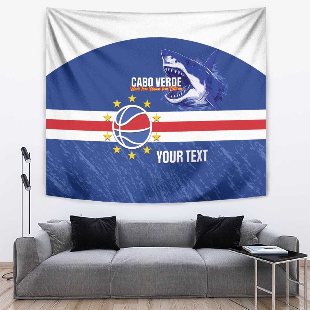 Afro Basketball Custom Cape Verde Tapestry Come On Blue Sharks - African Pride