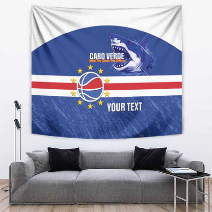 Afro Basketball Custom Cape Verde Tapestry Come On Blue Sharks - African Pride