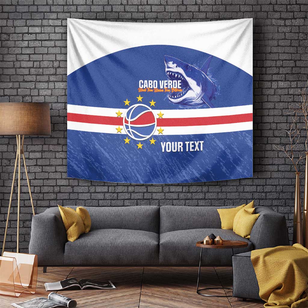 Afro Basketball Custom Cape Verde Tapestry Come On Blue Sharks - African Pride